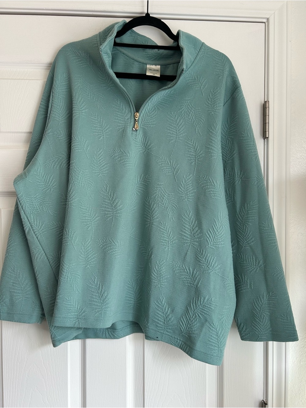 Vintage Blair green leaf pullover sweater with zip size 3x